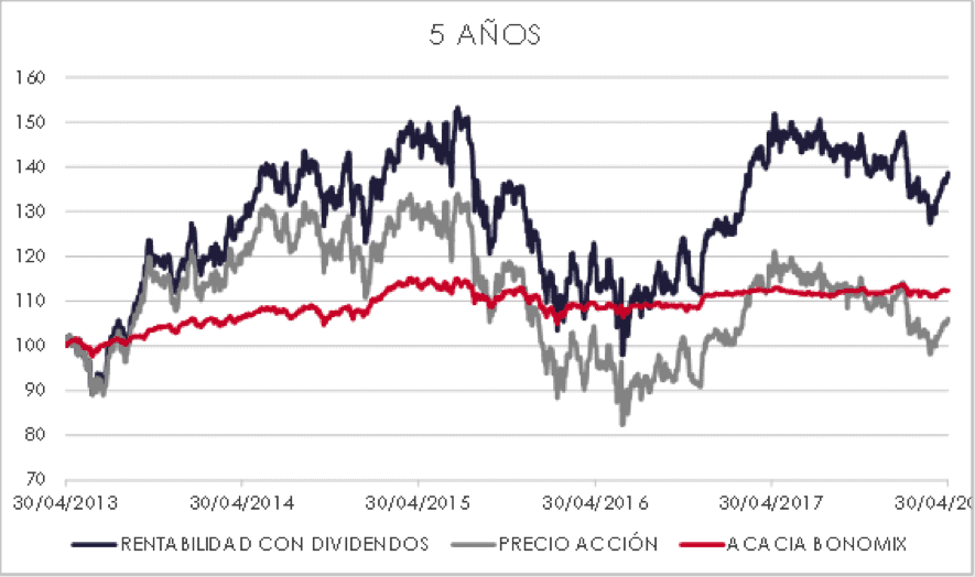 cartera de acciones vs acacia bonomix 5 años
